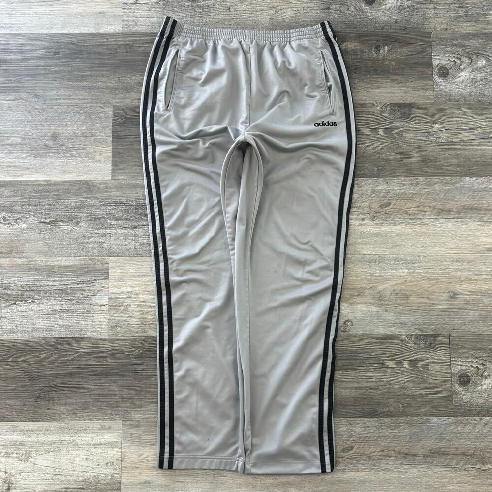 Vintage Y2K Adidas Gray Black 3 Striped Mens L Break Away Track Pants‎ Tear Away